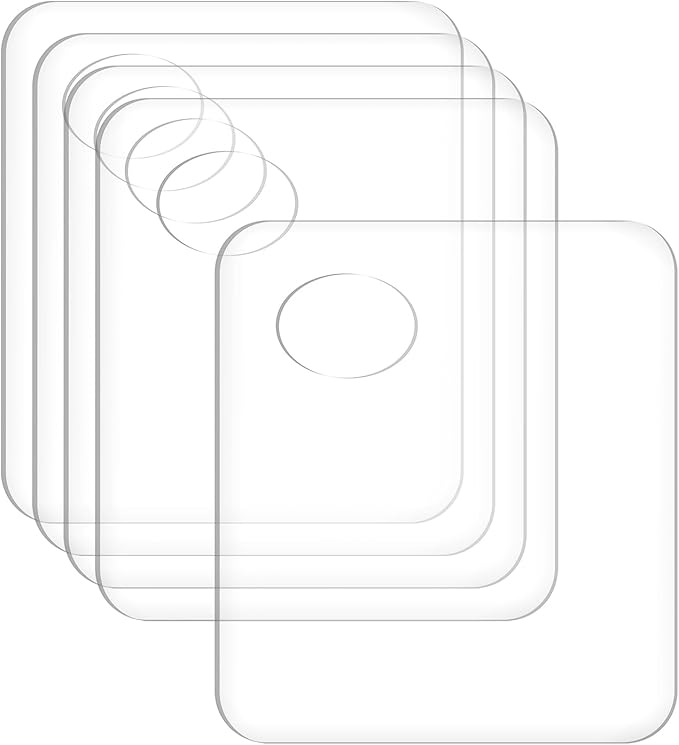 PPhtony 5pcs Acrylic Makeup Mixing Tray Paint Pallet Mixing Palette with Thumb Hole for Painting Art Oil Painting Craft Cosmetic Makeup Palette (3.94x3.27inch, Clear)