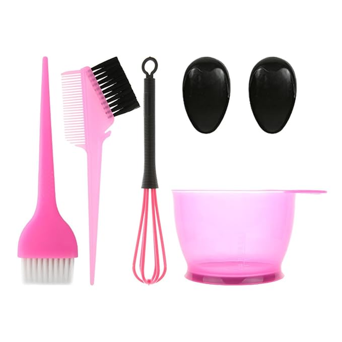 Hair Dye Tools Kit 5-Piece Hair Coloring Set with Mixing Bowl Brush Comb Earmuffs for Salon and Home Use Tinting Supplies