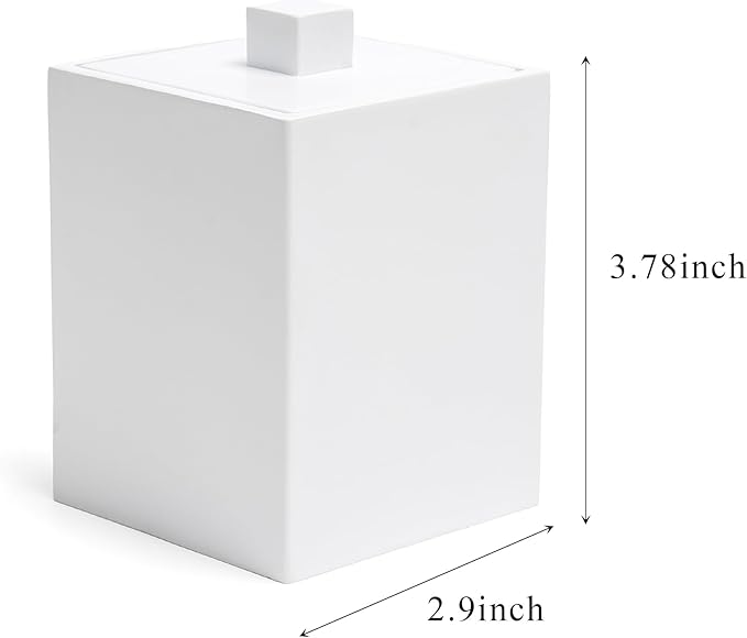 Joitsvia Bathroom Qtip Holder, Resin Cotton Swab Holder with Lid Qtip Holder Dispenser for Cotton Ball Bath Salts Storage Christmas Birthday Anniversary, Matte White