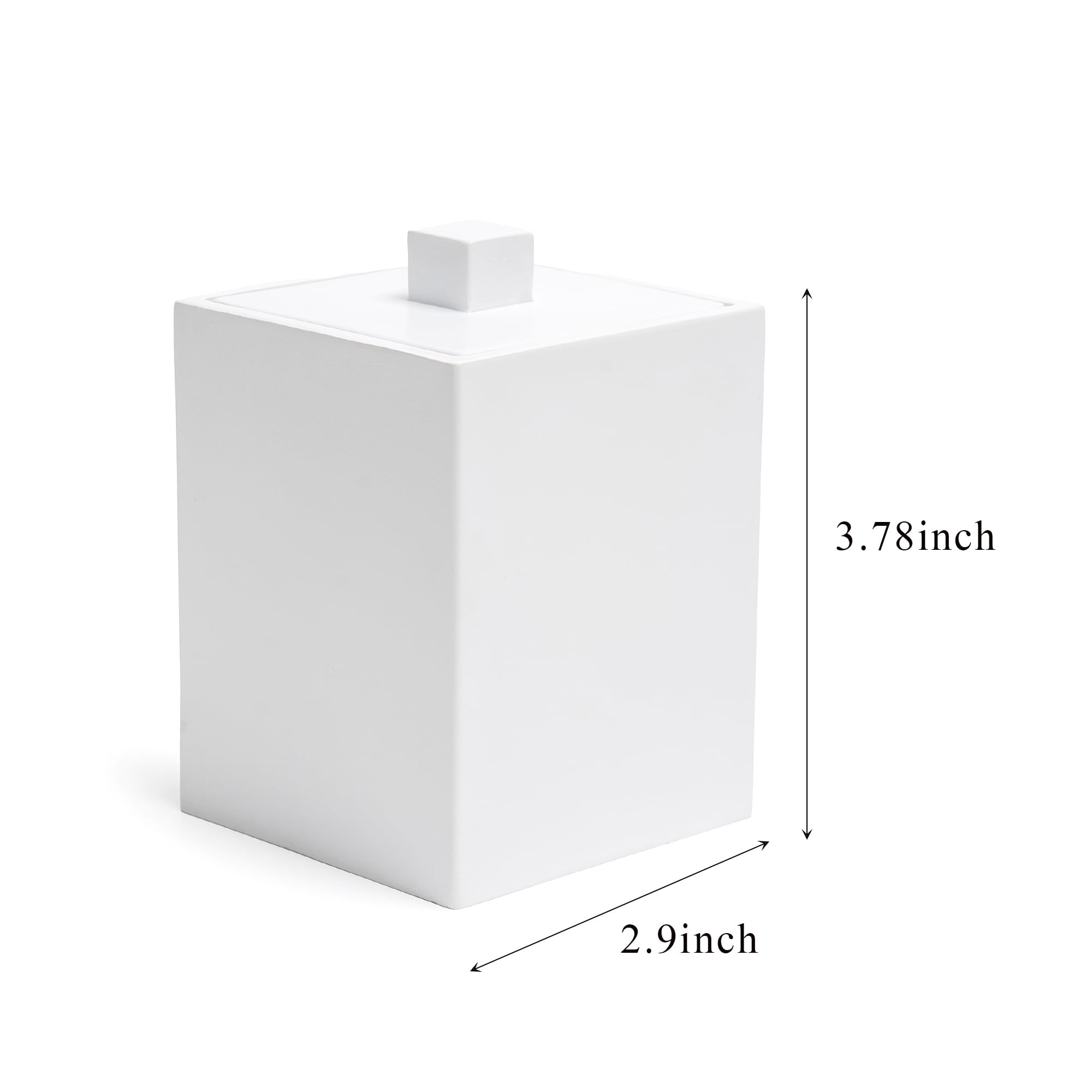 Joitsvia Bathroom Qtip Holder, Resin Cotton Swab Holder with Lid Qtip Holder Dispenser for Cotton Ball Bath Salts Storage Christmas Birthday Anniversary, Matte White