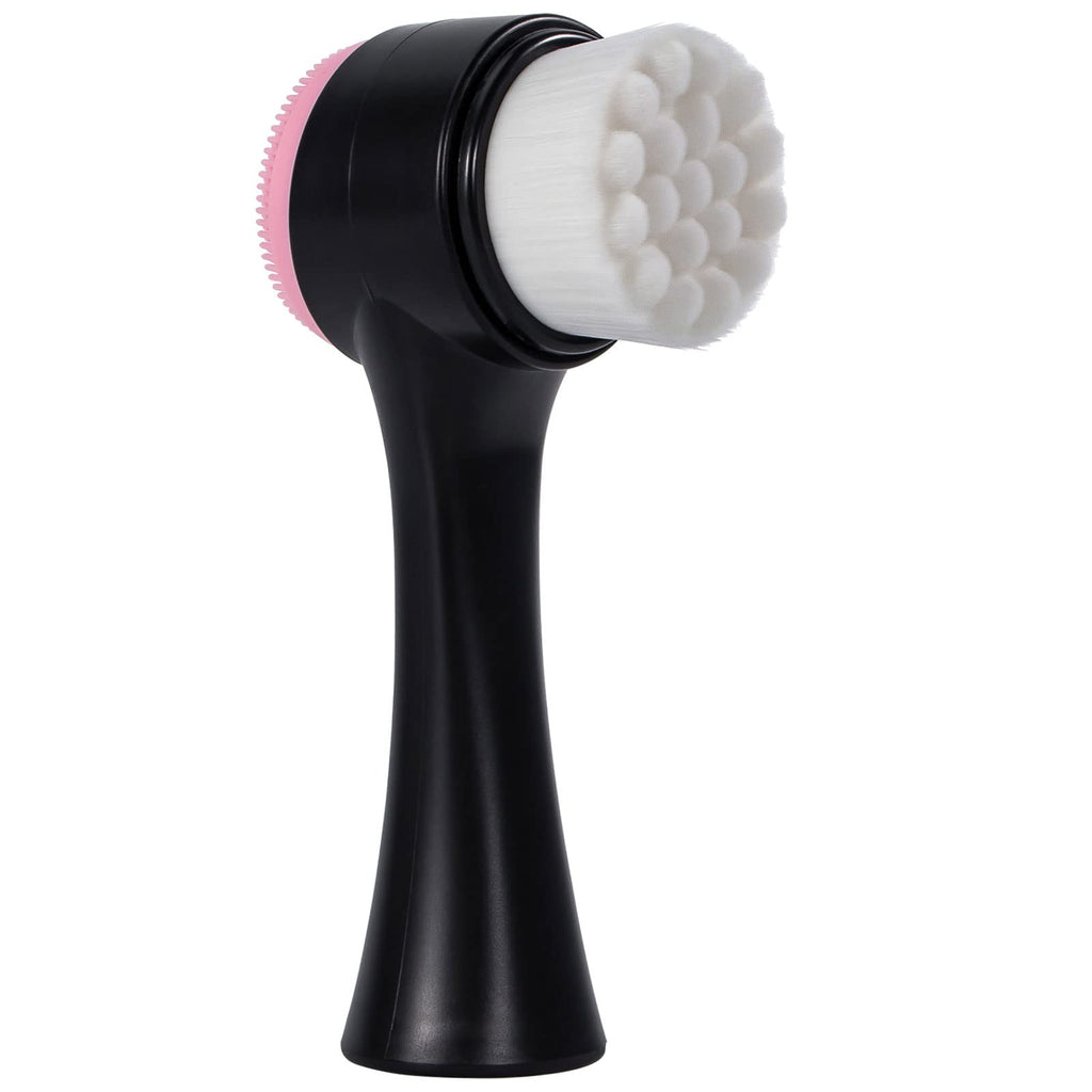 Beomeen Face Brush 2 in 1, Facial Cleansing Exfoliating Scrubber Brush, Silicone Double Side Manual Face Wash Scrub Brush with Soft Bamboo Charcoal Fiber for Deep Pore Cleansing, Massaging, Skin Care