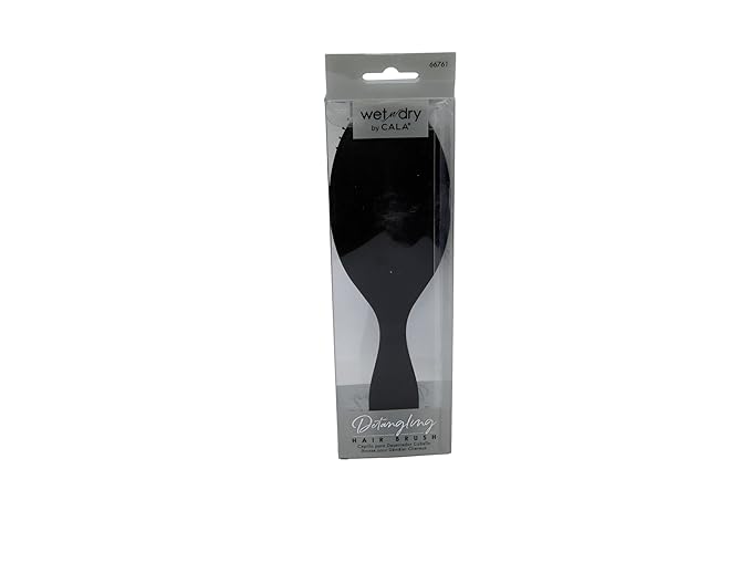 CALA Wet-N-Dry Detangling Hair Brush, Black, Soft Flexible Bristles for Wet or Dry Hair, Helps Reduce Snagging & Breakage, Smooths Frizz, Adds Shine, Oval Handle