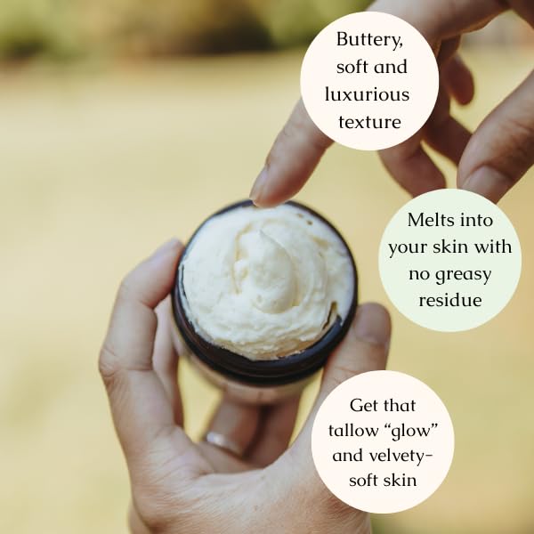 Hearth & Homestead Whipped Beef Tallow for Skin - 100% Grass Fed, Eczema Cream & Body Butter - Organic Olive Oil, Calendula & Rose - Lotion & Hand Moisturizer for Dry Skin, Lavender Peppermint, 1.3oz