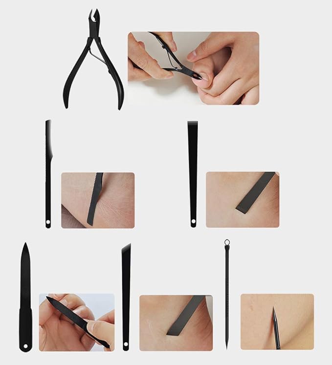 Nail Clippers Sets High Precisio Stainless Steel Nail Cutter Pedicure Kit Nail File Sharp Nail Scissors and Clipper Manicure Pedicure Kit Fingernails & Toenails with Portable Stylish case (Black)