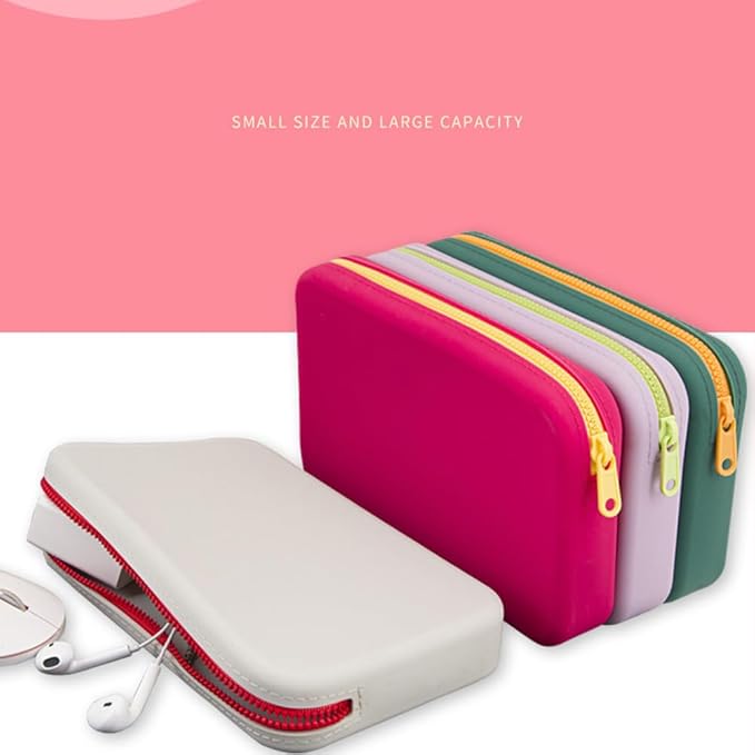 FFpaw Silicone Large Makeup Bag, Travel Toiletry Bag For Women Big Makeup Bag Organizer Portable Cosmetic Bag Zipper Pouch Purse Waterproof Makeup Storage Bag (Medium Purple)