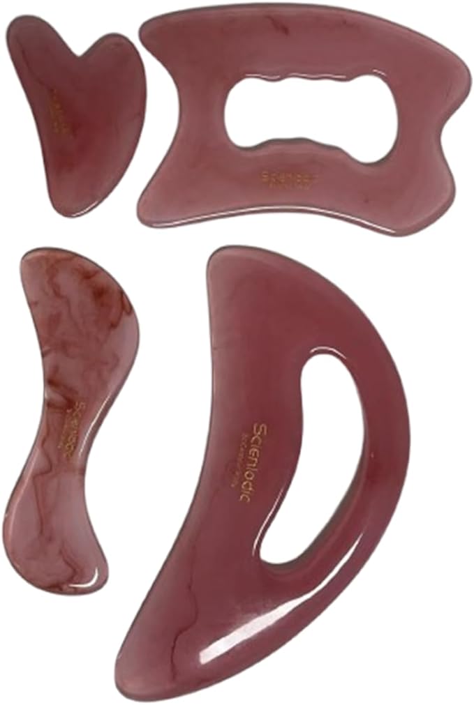 Scienlodic 2 Pcs Gua Sha Massage Tools for Face & Body (White, Resin) - Guasha Scraping Tool for Jawline Contouring, Puffiness Reduction, Shoulders, Arms & Calves Relaxation