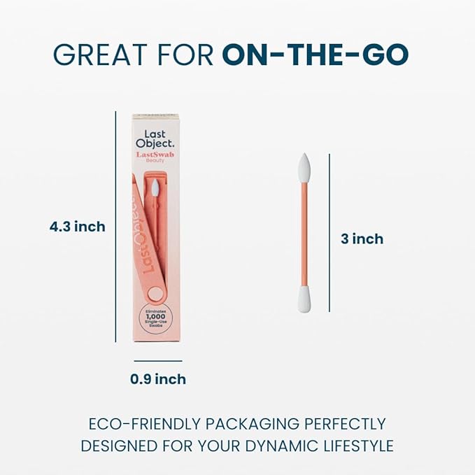 LastSwab Reusable Q-Tips for Makeup - Precision Silicone Cotton Swabs for Eyeliner, Mascara & Touch-Ups - Eco-Friendly Washable Q Tip Alternative - Zero Waste, Travel Case - Peach