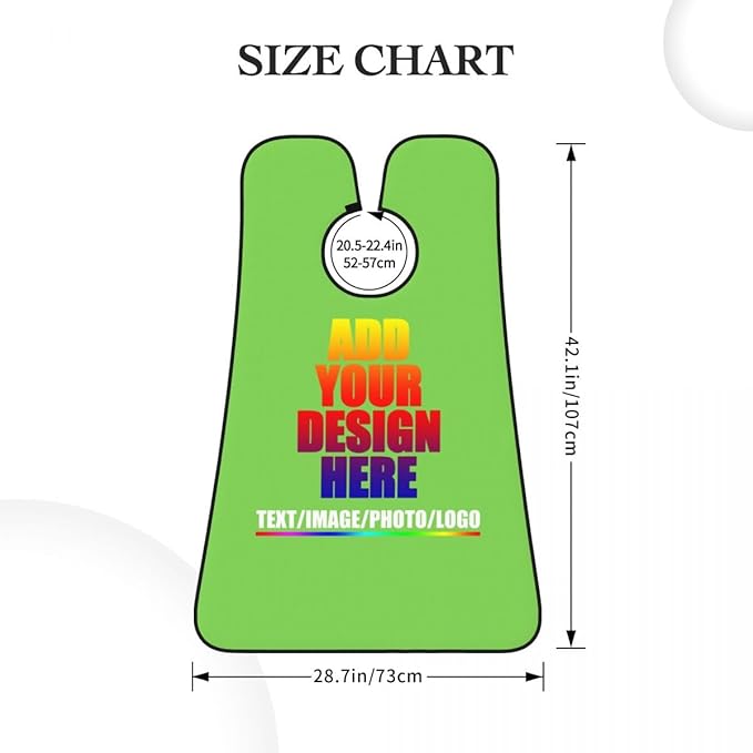 Custom Beard Apron for Men Personalized Gift with Name Image Picture Text Beard Shave Cape Customized Beard Trimming Catcher Bib for Bathroom Neon Green