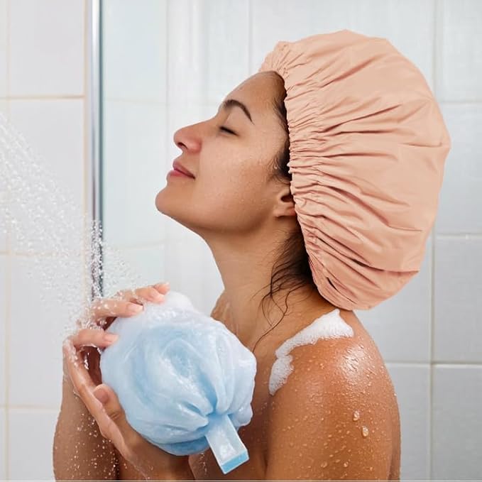 Edoneery Reusable Shower Caps for Women, Waterproof Long Hair Bonnet