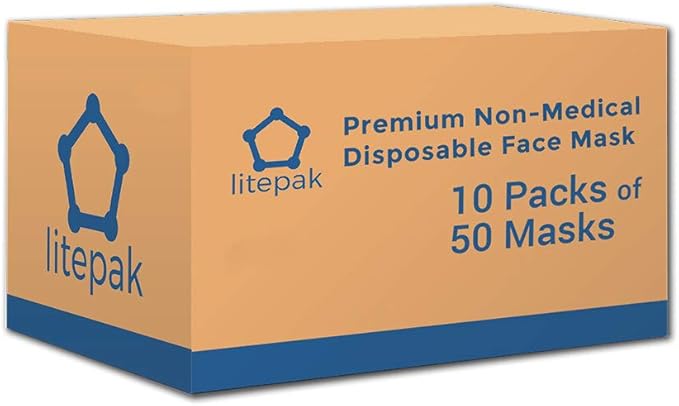 Litepak 500pcs Premium Disposable Face Mask SOFT 3ply - Individually Wrapped