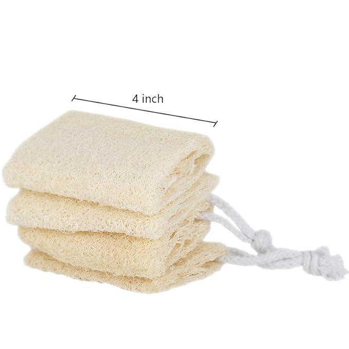 pisdoplop Natural Loofah Exfoliating Body Sponge Scrubber, 4 inch-Long Organic Loofa Luffa Plant-Based for Men & Women Skin Care Bath Shower Cleaning, Natural Sponges for Dishes
