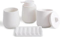 Agyiuns Ceramic Bathroom Accessories Set, Lotion Soap Dispenser and Toothbrush Holder Set, Soap Dish, Apothecary Jars,4 Pieces for Home Modern Bathroom Decor Vanity Countertop(White Set - Liquid)