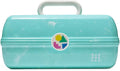 Caboodles On-The-Go Girl Makeup Box, Turquoise on Marble, Hard Plastic Makeup Organizer Box, Built-In Mirror, Secure Latch for Safe Travel, Spacious Storage for Large Items