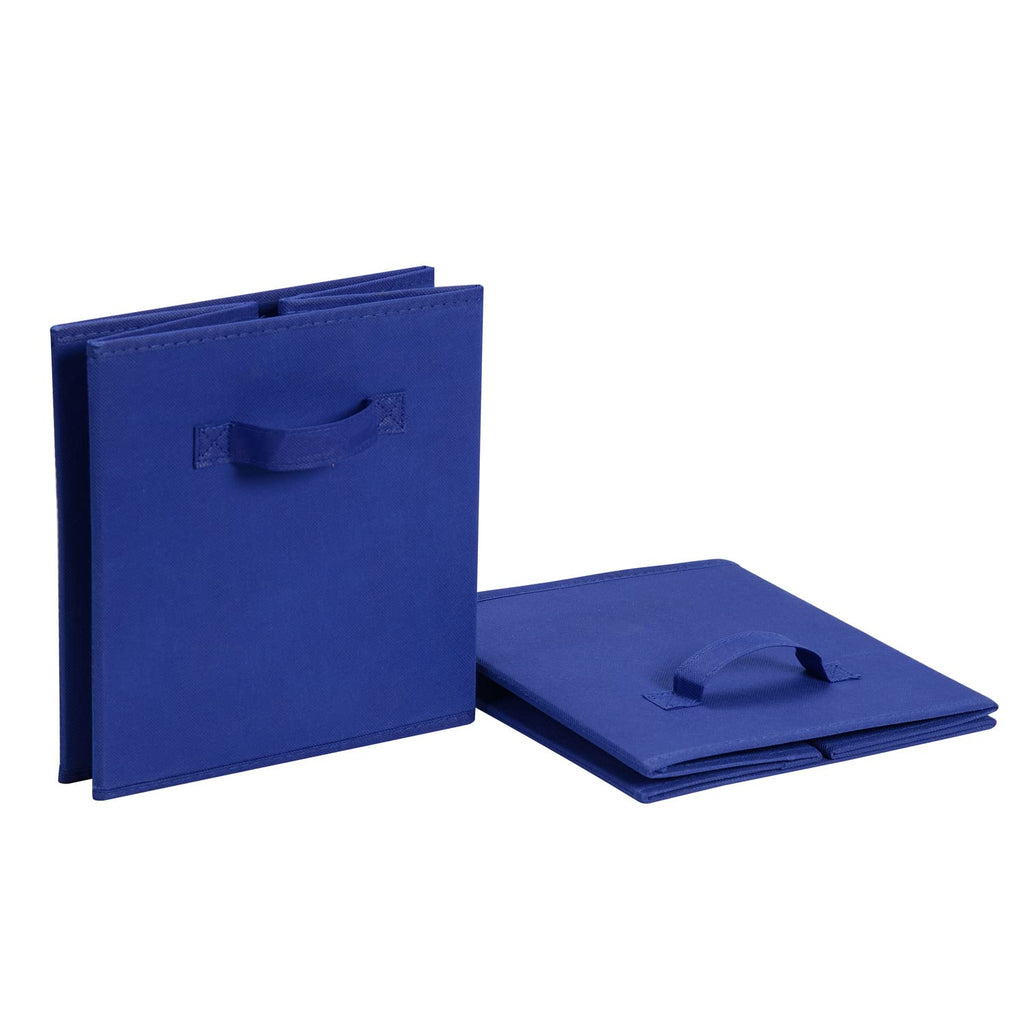 Amazon Basics Collapsible Fabric Storage Bins, Cube Organizer with Handles, 13"x13"x13", Navy, 6-Pack