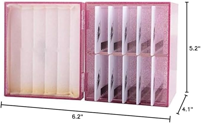 Sisiter 10 Layers Acrylic Eyelash Storage Box,Eyelash Holder Extension Tool,Makeup Organizer False Eyelashes Glue Pallet Holder, Grafting Eye lashes Close-Packed Display with 10 Pallets (pink)
