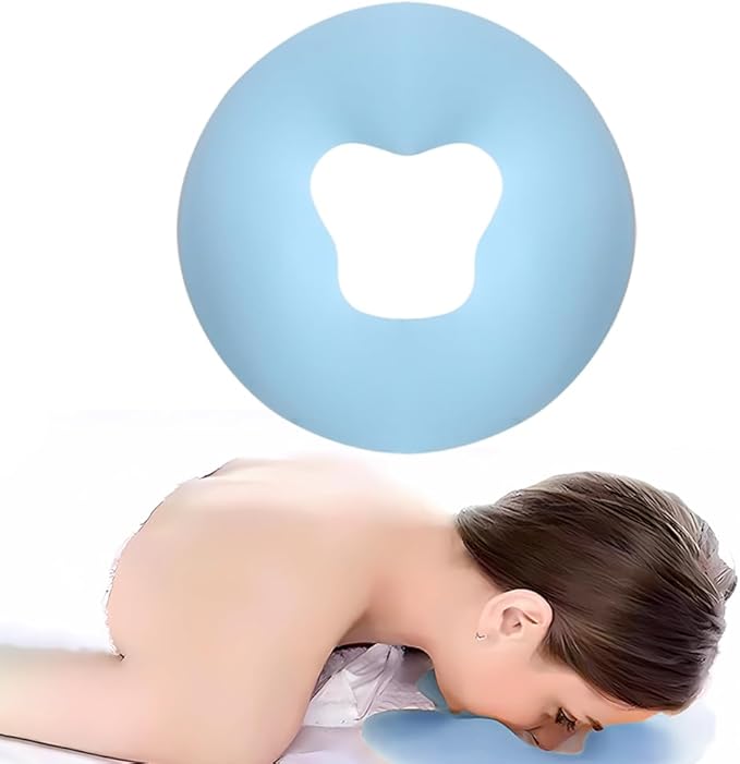 OULIGET Silicone Face Massage Pillow,SPA Beauty Face Relax Headrest,Salon Skin Care Soft Overlay Travel Head Support,Bule