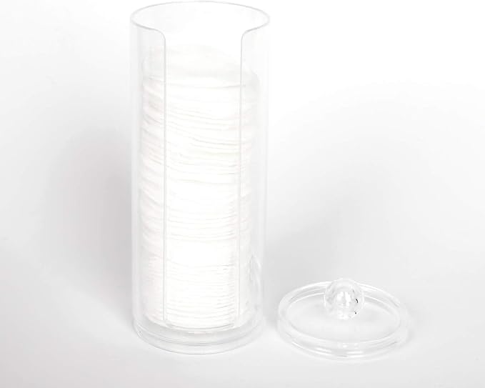 BBDOU Cosmetic Cotton Pad Holder - Acrylic Makeup Remover Organizer with Dispenser & Storage Rack