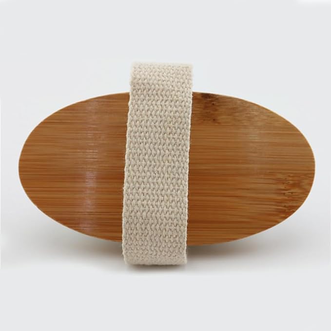 HiKin 5x2.8 Inch Oval Shape Bamboo Bath & Shower Brush, Horsehair Mane Natural Bristles Dry Body Brush Scrubber for Exfoliating, Detox and Cellulite, etc. (Brown Horsehair)