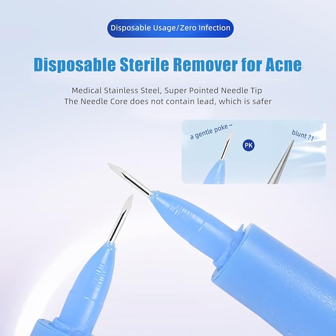 2 Pack of Disposable Sterile Acne Remover Tools Safe Pimple Popper Tool Aseptic Blackhead Remover Tools Sanitary Comedone Extractor Tool Pimple Extractor Tool