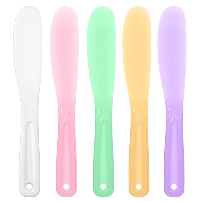 Ymapinc 5Pcs Large Spatula Brush Makeup, 8.11 * 1.22inch Face Mask Applicator Tool, Plastic Skin Care Spatula, Reusable Mask Spatulas, Cream & Lotion Spatulas Tools for DIY Skincare