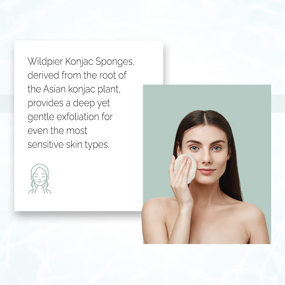 Wildpier Beauty Exfoliating Konjac Sponge - Exfoliating Body Scrubber, Natural Exfoliating Facial Scrubber Sponge for Sensitive Skin, Body Scrubber Exfoliator, Shower Scrubber for Body, Biodegradable