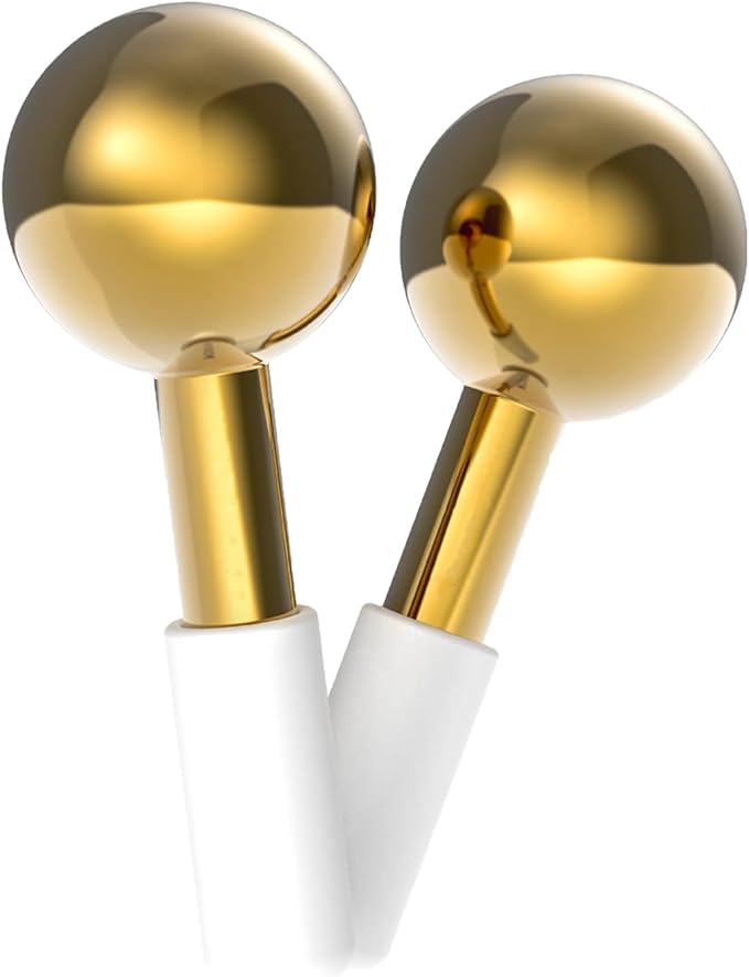 Ntwoiee 2 Pcs Ice Globes for Face & Eyes, Unbreakable Stainless Steel Cryo Sticks for Beauty Routines, Facials Cold Roller Cooling Globes for Puffiness, Wrinkles, Dark Circles, Headaches