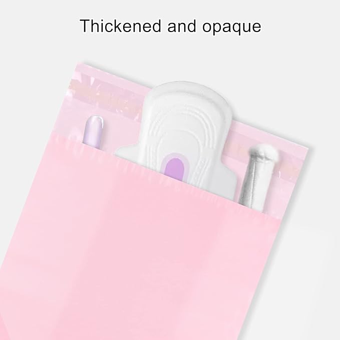 Hipruict Personal Disposal Bags, Set of 100 Sanitary Napkin Disposal Bags, Hide Personal Items, Self Sealing Bag to Seal Smell, Beautiful Light Pink Color, Suitable for Sanitary Napkin (Light Pink)