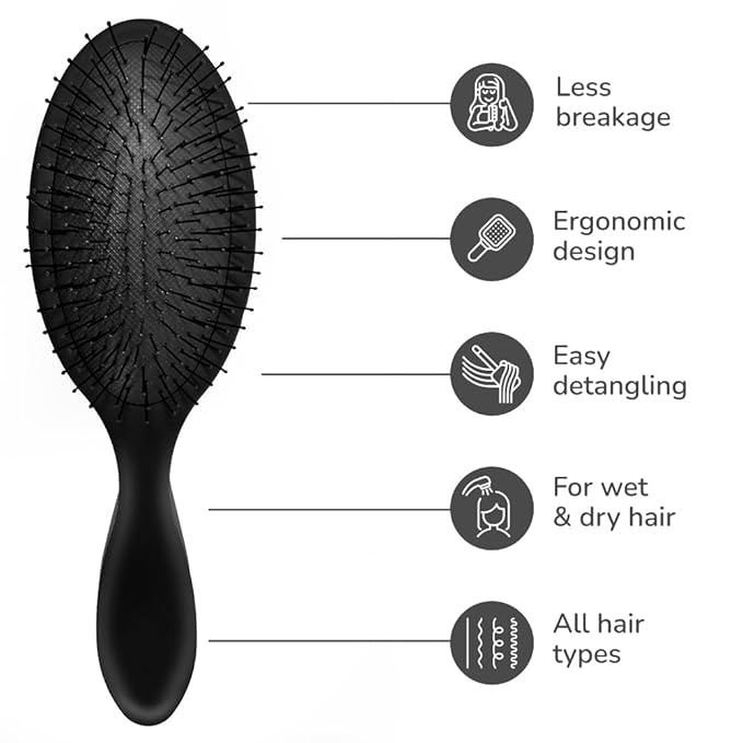 Detangler Hair Brush for Wet and Dry Hair, Curly or Straight Hair, Detangling Brush with Flexible Hairbrush Bristles, Hair brushes for Women & Men, Adults & Kids, for Shower & Travel