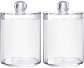 Sizikato 2pcs Clear Acrylic Q-Tip Holder for Bathroom, Round Cotton Swab Dispenser with Lid