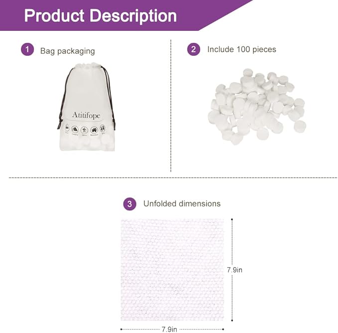 Atitifope Compressed Facial Towels Travel Pack (100 Count)
