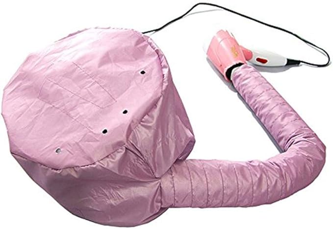 Portable Soft Hair Drying Bonnet with Adjustable Attachment for Hand Held Hair Dryer - Salon Baking Oil Mask (Pink)