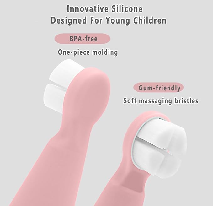 FOREVIVE Baby Finger Toothbrush for Infants and Toddlers 0 to 3 Years – Soft Silicone Teething Brush with Tongue Cleaner | Gentle Gum Massager for Newborns, Babies & Young Kids | Pack of 2