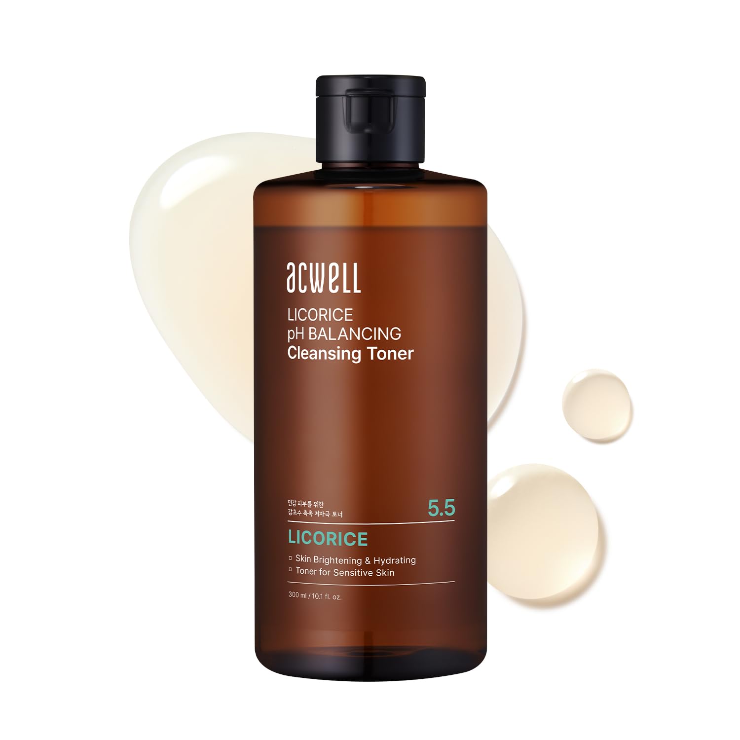 ACWELL Licorice pH 5.5 Balancing Cleansing Toner - Alcohol-Free Korean Face Toner and Astringent, Hydrating Clarifying Formula for Dull and Combination Skin, 10.14 fl.oz.
