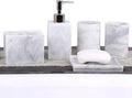 LUANT Resin 5pcs Bathroom Accessory Set - Tumbler, Soap Dish, Liquid Soap Dispenser, Toothbrush Holder,Grey