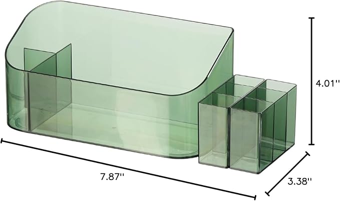 Makeup Tray Holder Organizer Cosmetic Display Case Tabletop Desktop Vanity Countertop Bathroom Wall Cabinet Medicine Storage Box 9 Dividers 2 Removable Women Ladies Girls Gifts Crystal Green 1 PACK