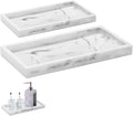 BiSUAN 2 Packs Silicone Bathroom Vanity Tray Large 11.8" ＆ Small 7.8" Set - Rectangle Shatterproof Flexible Bathroom Tray for Soap Dispenser, Tissues, Candles, Towel, Plant, Perfume Key