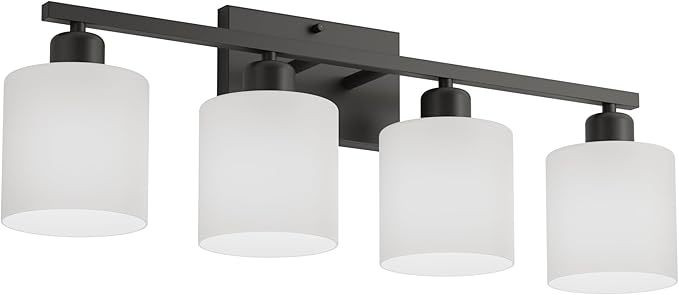 Dekang 24 Inches Black Vanity Lights for Bathroom E26 Base White Lampshape