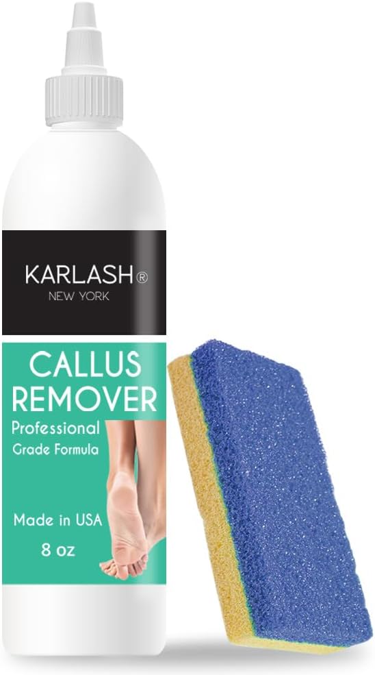 Karlash Callus Remover Gel for Feet and Foot Pumice Stone Scrubber Kit Remove Hard Skins Heels and Tough Callouses from feet Quickly and Effortless 4 oz (4 Ounce)