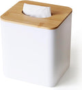 Tissue Box Cover Square, Modern White Facial Tissue Holder with Bamboo Lid