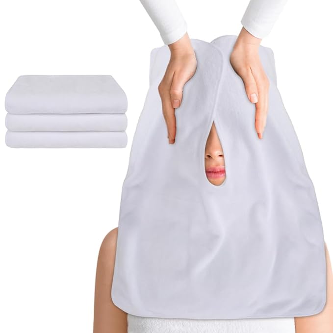 SINLAND Microfiber Esthetician Towels for Facials Mask Removing Face Wrap Soft Facial Cloth with Split Design Spa Towels for Facial Steam Massage and Cleansing 20x15.7inch