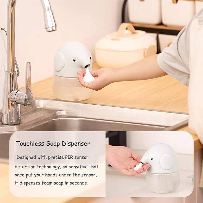Automatic Soap Dispenser for Kids- Cute Pink Elephant Touchless Foaming Hand Soap Dispenser, Waterproof & USB Rechargeable, 13.5oz/ 400ml for Bathroom Countertop, Kitchen, Preschool Children