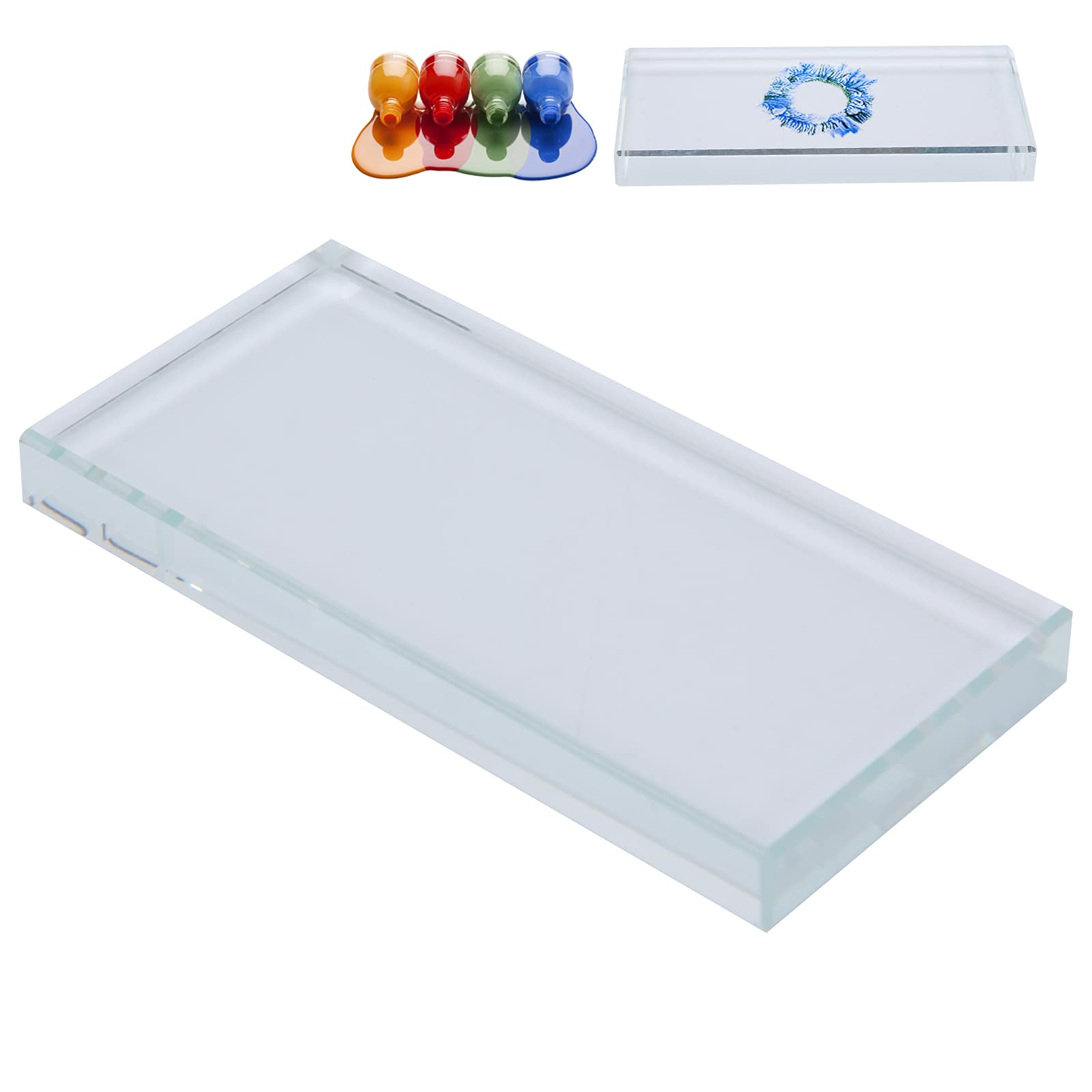 Nail Art Palette, Color Mixing Glass Rectangle Manicure Color Drawing Palette Nail Polish Pigment Mixing Plate False Eyelashes Glue Hold Makeup Palette