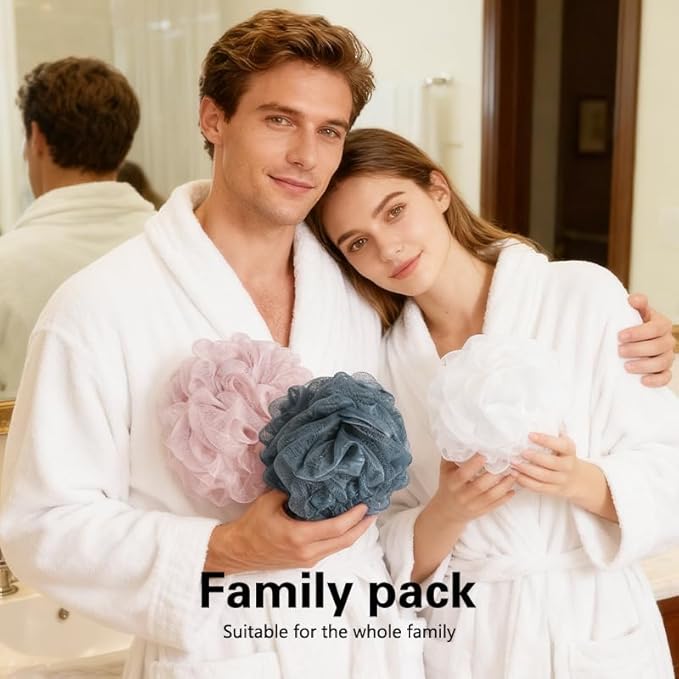 Bath Shower Loofah Sponge Body Scrubbe Body Exfoliator Scrubber Wash Sponge for MenWomen (Set of 3 Color