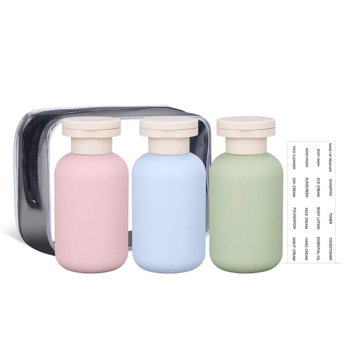 ASEVAT 6.7 oz Leak-Proof Travel Bottles, 3 Pack Refillable Plastic Squeeze Vessels with Caps, Portable Containers for Shampoo, Lotion, Cream & Daily Liquids