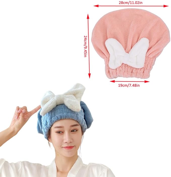 NentMent 2 Pack Hair Drying Caps Ultra Absorbent Hair Turban Microfiber Hair Towel Wrap Head Towels for Shower Curly Thick Long Hair Conditioner Hair Oil Serum Overnight Conditioning Treatment