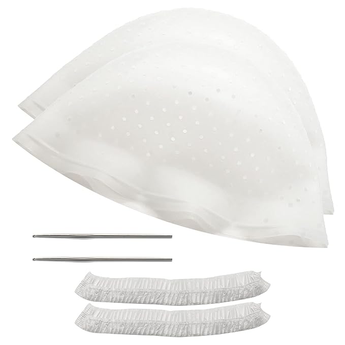 2 PCS Holes Opened Hair Dye Cap Highlight Kit with Hook Silicone Highlighting Cap Smooth Highlights at Home Bleach Reuseable Beauty Hair Care Kits (White)