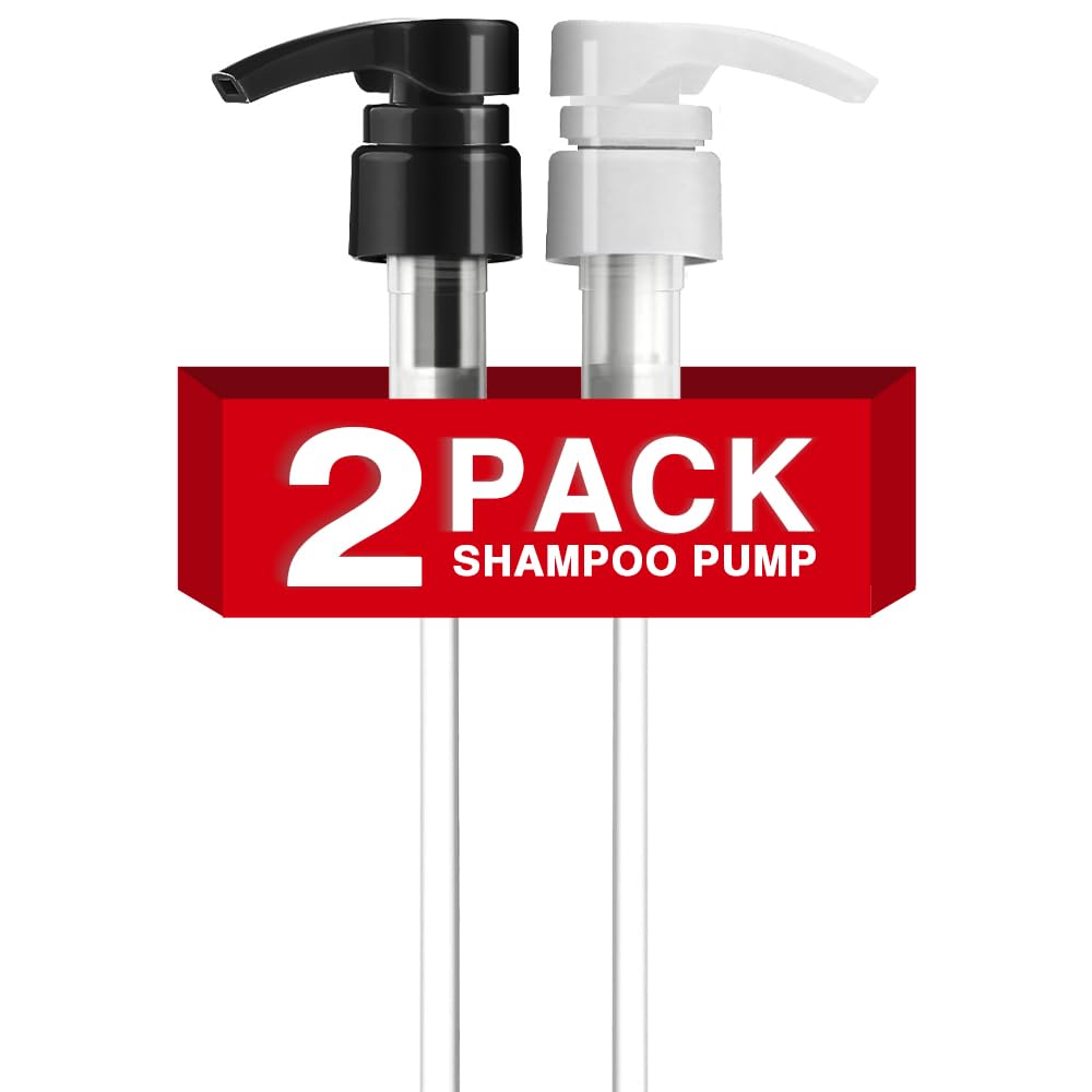DupakSYS 4-Pack Shampoo Pump for Liter 33.8 oz, Black & White Dispenser Top