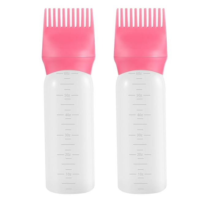 Pimoys 2 Pack Root Comb Applicator Bottle, 6 Ounce Oil Applicator for Hair Dye