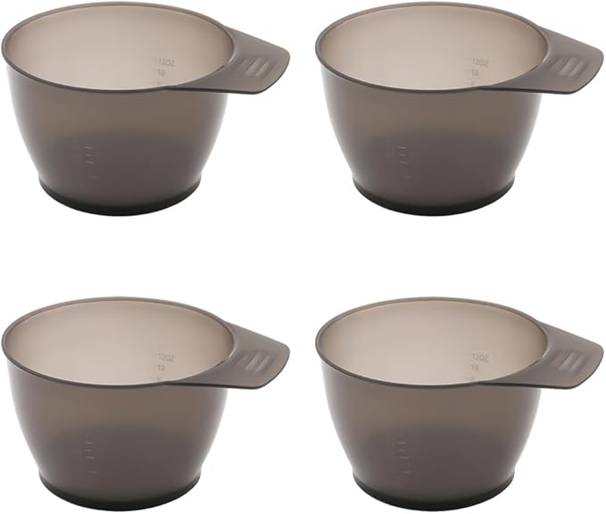 lasenersm 4 Pieces Hair Color Bowl Hair Dye Bowl Hair Color Mixing Bowl Plastic Color Mixing Tint Bowl Applicator Bowl Hair Dyeing Coloring Tools for Home Salon, Transparent Black, qzh3687b(4)-1