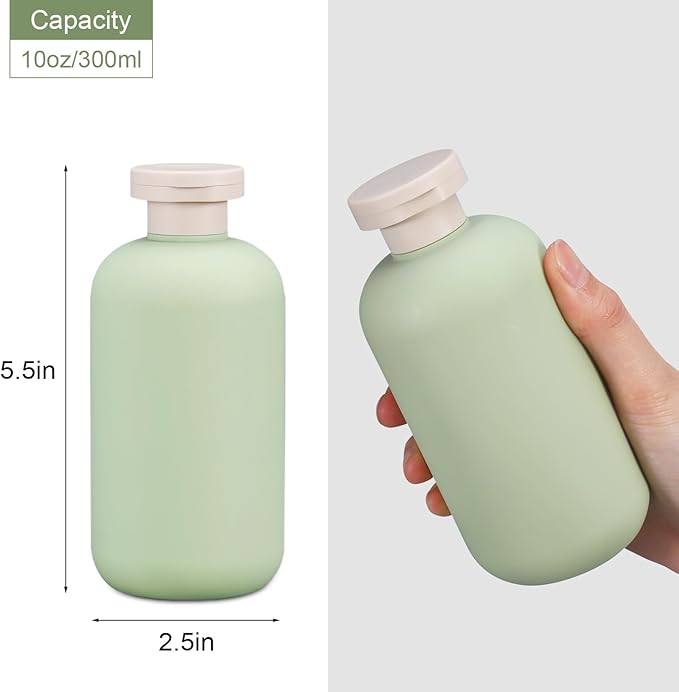 UMETASS Travel Shampoo Bottle, Empty Plastic Squeeze Bottles 10oz with Flip Cap, Lotion Container for Tavel Size Shampoo and Conditioner